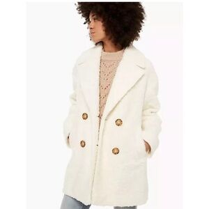 Kate Spade Brooks Street Teddy Coat Large French Cream Sherpa Quiet Luxury Warm